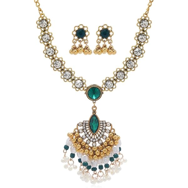 Amazon.com: Crystal Indian Jewellery Set Boho Traditional Oxidized