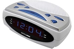 HANNLOMAX HX-137CR Alarm Clock Radio, PLL AM/FM Radio, Dual Alarm, 0.9" LED Display, AC Operation only. (White-Blue LED)