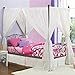 Girl's Grey Metal Canopy Bed Twin Sized Princess Gray Frame Vintage Antique French Country Victorian Style Kids Bedroom Furniture Mattress Mosquito Nets Curtains Bedding Pillows Blankets Not Included