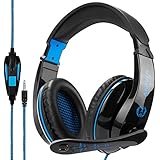 New Updated PS4 Gaming Headphones,A9 3.5mm Stereo Sound Wired Professional Computer Gaming Headset with Microphone,Noise Isolating Volume Control for PC/Mac/New Xbox/Phone/Table(Black Blue)