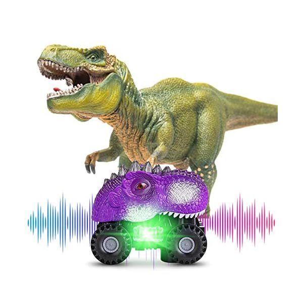 Vimzone-Dinosaur-Car-Toys-Electric-Dinosaur-Vehicles-Toys-with-LED-Light-Realistic-Sound-Big-Tire-Wheel-Dino-Cars-Gift-Presents-for-3-8-Year-Old-Boys-Girls-Toddlers-BluePurple-2-Pack Vimzone Dinosaur Car Toys, Electric Dinosaur Vehicles Toys with LED Light & Realistic Sound & Big Tire Wheel, Dino Cars Gift Presents for 3-8 Year Old Boys Girls Toddlers (Blue&Purple, 2 Pack)