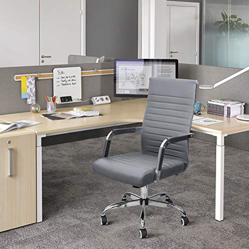 KaiMeng Ribbed Office Desk Mid Back Computer Chair Height Adjustable