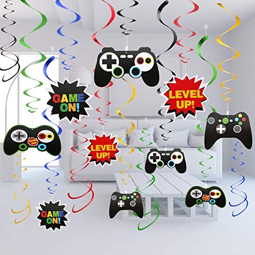 Aresmer 30 Pcs Video Game Hanging Swirl Decorations Game Party