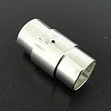 Beads Direct USA Kumihimo End Cap / Magnetic Clasp with Locking Mechanism (5 Sets) - Hole Size 8mm (Silver Plated)