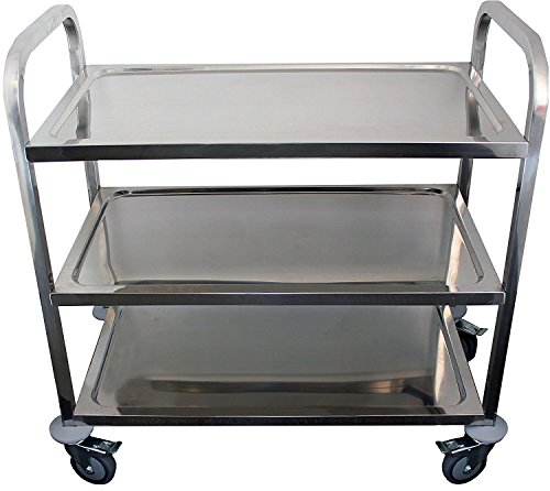 Stainless Steel 3-Shelf Knock Down Food Utility Service Cart 34 x 18 - Thumbnail 3