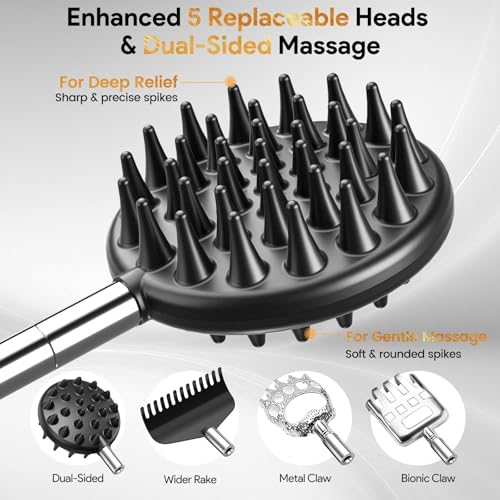 TUKUOS Fathers Day Gift, Telescoping Back Scratcher with 5 Detachable Scratching Heads, Rubber Handles, Anniversary Birthday Gifts for Men Women Back Scratcher for Men/Dad/Women/Adults