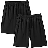 LAPASA Men's Pajama Shorts (2 Pack) Super Soft Knit Sleepwear Lounge Pants PJ with Drawstring and Pockets Lightweight M93