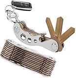 Bonim Compact Key Organizer Up to 14 Keys - Smart Keychain Holder Multi-Function Pocket Key Gadget - Lightweight Compact Practical Multi Tool Key chain With Carabiner (White)