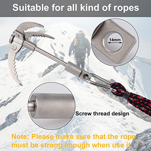KUNMO Grappling Hook, Folding Grappling Hook 3Claw Stainless Steel