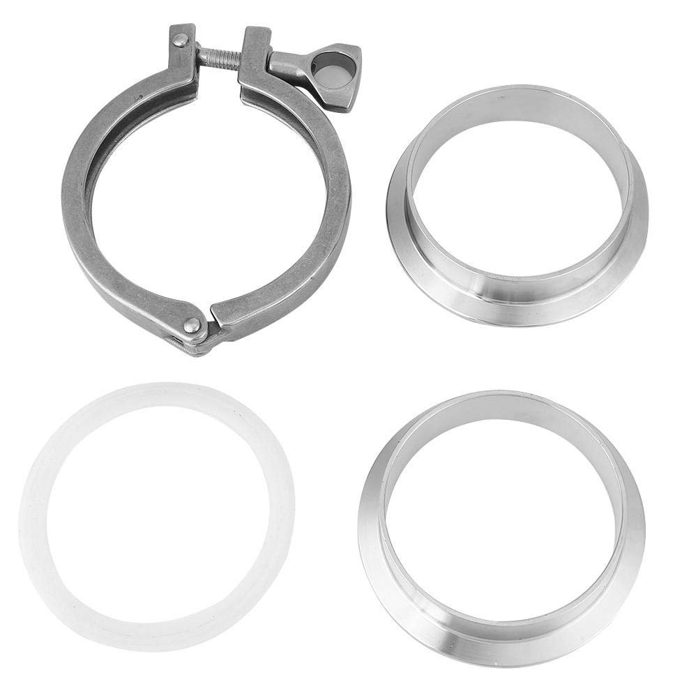 2Pcs Stainless Steel 76MM/3 Inch Pipe OD Sanitary Weld Ferrule +3 Inch Tri Clamp + PTFE Gasket Union Set Homebrew