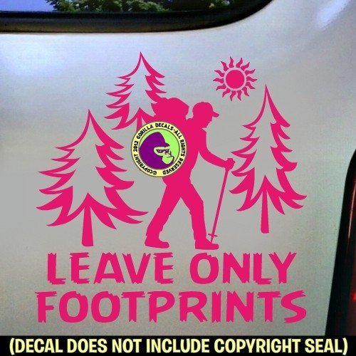 LEAVE ONLY FOOTPRINTS Hiker Vinyl Decal Sticker E