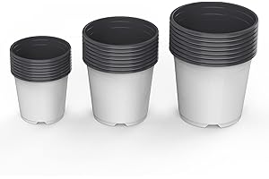 UPMCT 4 5 6 Inch Nursery Pots Variety Pack, 24 Packs Round Flower Pots Decorative Plastic Pots for Plants with Drainage Hole Seed Starting Pots for Seeding, Succulent(4+5+6 Inch, White)