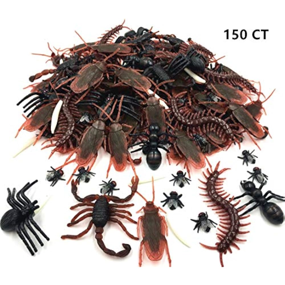 150pcs Realistic Bugs Plastic Trick Toys Insects April Fool&39s Day
