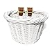 Colorbasket Front Handle Bar Juinior Bike Basket, Wicker, Leather Straps, White
