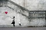 Mural - Banksy Art Balloon Girl - Mural Decoration There is Always Hope Banksy Girl with Balloon Banksy Street Style Stencil Wallpaper Photoposter Wall Decor (82.7 x 55 Inch / 210 x 140 cm)