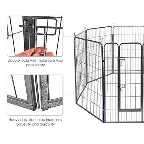 Giantex 24/32/40/48inch Dog Playpen with Door, 16/8 Panel Pet Playpen