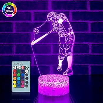 SETIFUNI Baseball Gifts Baseball Lamp Kids Night Light 16 Colors Changing with Remote 3D Optical Illusion Bedside Lamp as Birthday Gifts for Boys