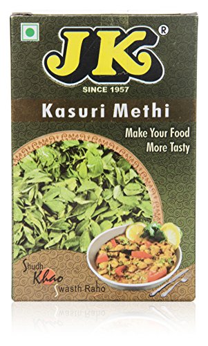 JK Indian Spices/Masala DRIED FENUGREEK LEAF (Kasuri Methi/Kasoori Methi) - 100% Pure and Natural, GMO & Gluten Free, No Added Essence, Color or Preservatives, 1.76 oz /50g