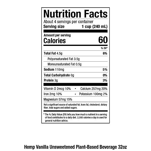 Pacific Natural Foods All Natural Unsweetened Hemp Vanilla, 32-Ounce Boxes (Pack of 12)