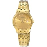 SEIKO Watch for Men - Essentials Collection - Minimalist Dial | Date Calendar, 100m Water-Resistant, Gold Hands and Markers, Two-Tone Stainless Steel Bracelet, 6N22 Caliber