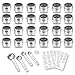 Sanquility 24 Magnetic Spice Tins, 117 PVC Spice Labels, 4 Stainless Steel Measuring Spoons and Recipes E-book Round Storage Spice Jars Set of 24, Clear Top Lid with Sift or Pour