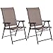 Giantex Set of 2 Patio Dining Chairs, Folding Patio Chairs, 2 Pack Sling Outdoor Chairs, Portable Lawn Chairs for Camping Deck Garden Pool Beach, Metal Frame