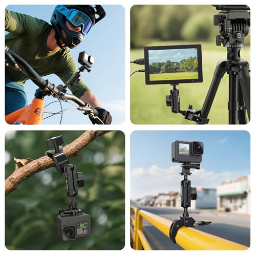 ULANZI R105 Super Clamp Camera Mount with 360° Dual Ball Head Magic Arm, Y-shaped 3-Jaw Design, 1/4 Inch Thread, Action Cam Mount Adapter, Super Clamp for DSLR Camera, Stabilizer, Video Light