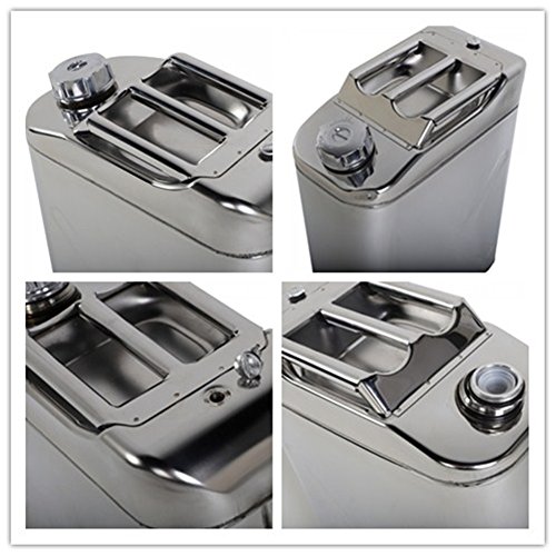 Lovinland 5 Gallon Gas Oil Can and Steel Holder 4 Pcs Stainless Steel Jerry Can Portable Water Bucket Emergency Backup Petrol Diesel Storage Can Tanks with Spout 20 L - Thumbnail 6