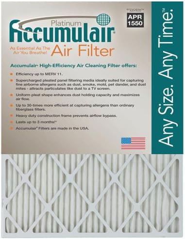 Accumulair Platinum 10X30X1 (975X2975) Merv 11 Air Filterfurnace Filters (4 Pack)