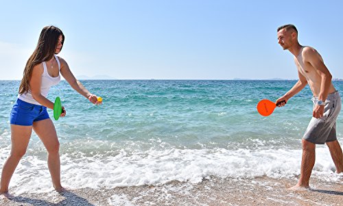 briteNway Paddle Ball Game Bundle With 2 Wooden Racket Paddles, 2 Balls, 4 Shuttlecocks & 1 Carrying Bag – Comfy Grip, Durable Craftsmanship – For Indoors & Outdoors, Beach, Backyard, Garden & More