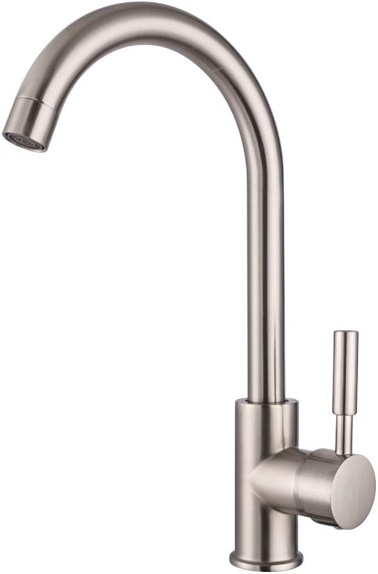 Lordear Bar Sink Faucet 360 Degree Single Handle Kitchen Sink Faucet Best Commercial Stainless Steel Brushed Nickel Kitchen Faucet, Hot and Cold Single Lever Kitchen Faucets - - 