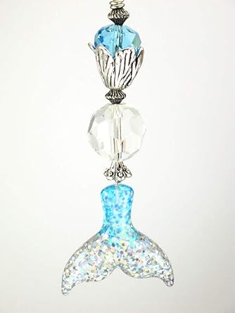 Turquoise Faceted Glass And Glittery Mermaid Tail Ceiling Fan Pull