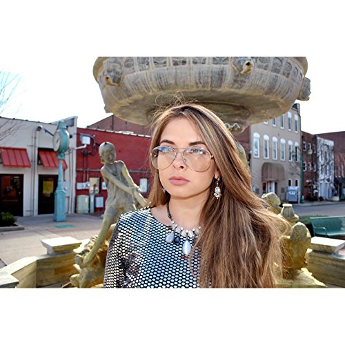 Aviator Clear Lens Silver Metal Sunglasses Men's Women's Non-Prescription OWL