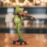 ICE ARMOR Hand Painted 6.25" H Violinist Frog Figurine Statue Sculpture Ornament Decoration Home/Room Decor Ideas for Housewarming, Holidays and Birthdays Great Collectible