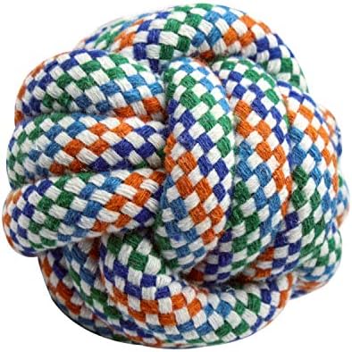 Petlogix 3 Inch Cotton Rope Braided Ball Play Fetch Puppy Toy for Pet Dogs Teething Chew Biting Ball