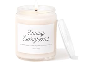 Kim and Pom Christmas Scented Candles - Snowy Evergreens Scent - Beautiful Christmas Home Decor and Beautiful Christmas Gift 