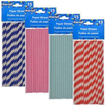 Retro Style Striped Paper Straws (Turquoise Stripes)