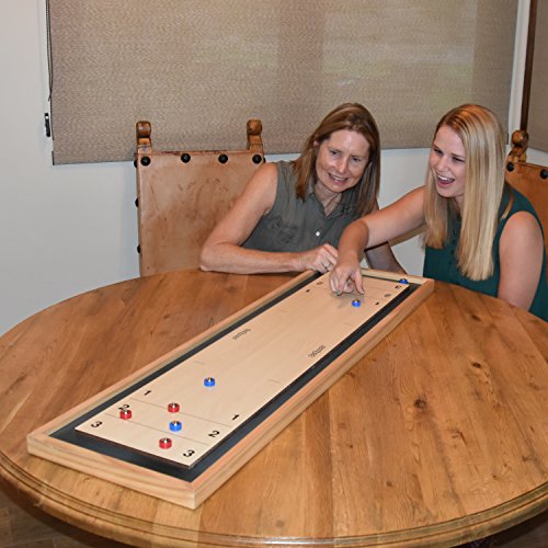GoSports-Shuffleboard-and-Curling-2-in-1-Table-Top-Board-Game-with-8-Rollers-Great-for-Family-Fun