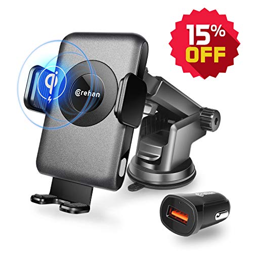 Qi Wireless Charger Car Mount - Corehan Automatic Clamping Car Fast Wireless Charger with Air Vent Phone Holder Dashboard Cell Phone Holder & Car Charger, Compatible with iPhone Galaxy Phone