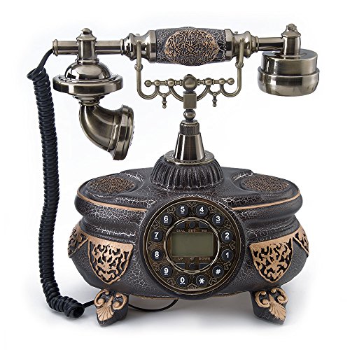 LNC Retro Vintage Antique Bronze Push Button Dial Phone Home Office Corded Telephone