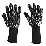 HOMFA Heat Resistant Oven Gloves Silicone BBQ Grill Gloves for Cooking Baking Grilling 1 Pair (Black)
