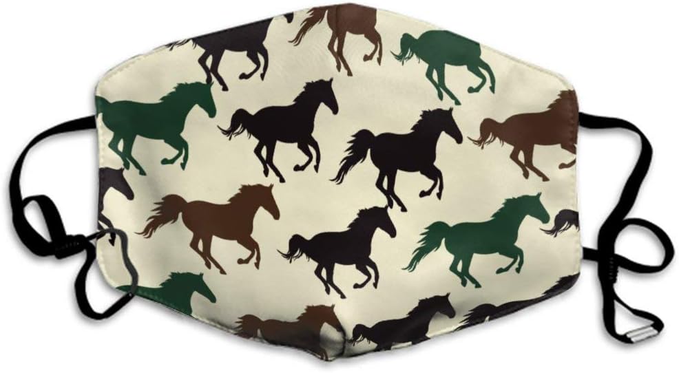 Fashion Mouth Covers Adjustable Elastic Band Dustproof Respirator for Pollen Smog Surgical Camping, Women Men Kids - Anti Pet Hair Allergy (Horse Racing Mouth Cover)