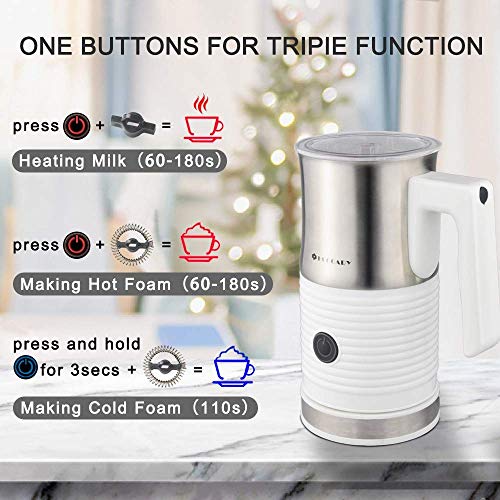 Huogary Milk Frother Electric, Stainless Steel Milk Steamer and Frother with Hot or Cold Milk Foam, Automatic Milk Warmer (N9-NEW VERSION)