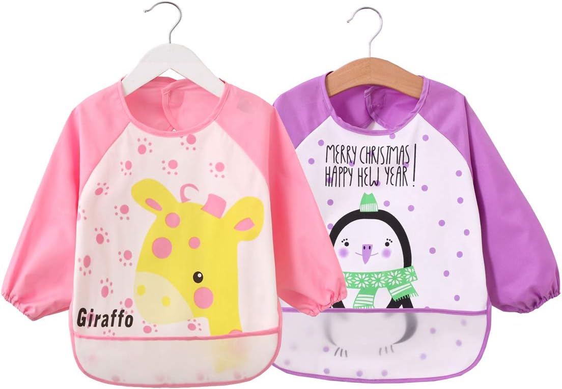 Babero De Manga Bebe Dkasa Babero De Manga Impermeable Para Bebe Juego De 2 6 Meses A 3 Anos Lactancia Y Alimentacion Bebe