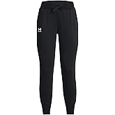 Under Armour Women's Rival Fleece Joggers (Black/Black/White, Medium)