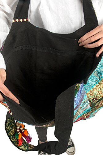 TribeAzure Large Oversize Blue Canvas Shoulder Bag Handbag Unique Tote Quilt Vintage Beach Travel Summer