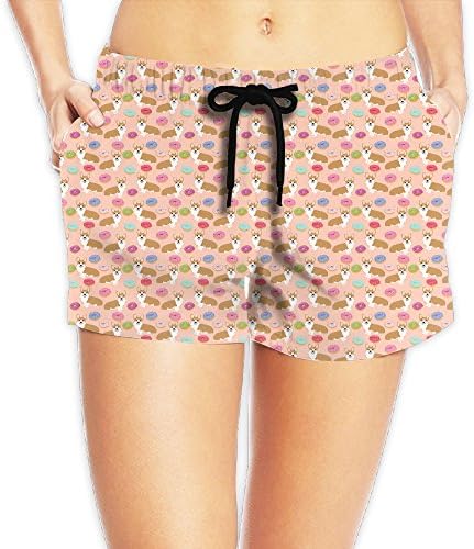 Quick-Dry Casual Shorts Corgi And Donut Womens Swim Trunks Board Shorts XL