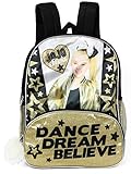 Nickelodeon JoJo Siwa 16\ Gold Glitter & Black Backpack With Pom Zipper  2 Front Compartments And 2 Side Mesh Pockets