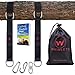 Whimlets Tree Swing Straps Hanging Kit - Two Straps Extra Long with Safer Lock Snap Carabiner Hooks - Perfect for Tree Swings & Hammocks – Easy and Fast Installation (BLACK-10FT)