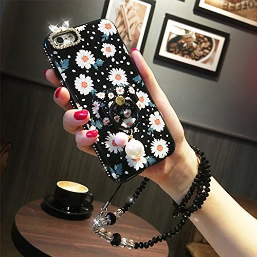 iPhone 8 Plus Case,iPhone 7 Plus Case,[Glitter TPU Case]GYeukHam Black Rose Flower Crystal Bling Diamond Glitter Rubber Bumper Case Ring Stand Holder TPU (Clorful)